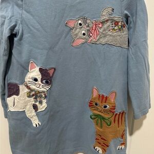 Blue Dress with Cat Embroidery
